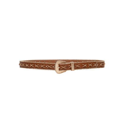 Cinto Feminino Trabalhado Com Tachinhas - Marrom