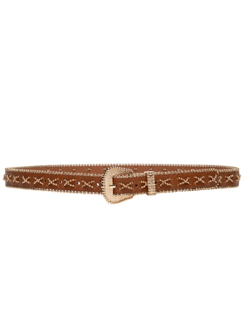 Cinto Feminino Trabalhado Com Tachinhas - Marrom