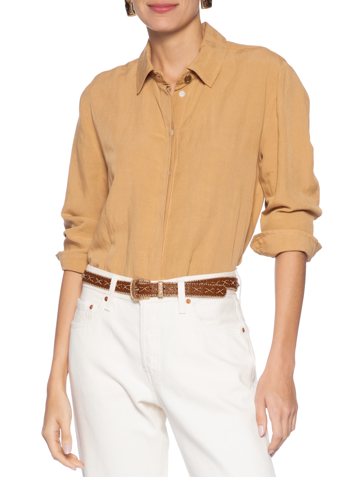 Cinto Feminino Trabalhado Com Tachinhas Marrom Market 33