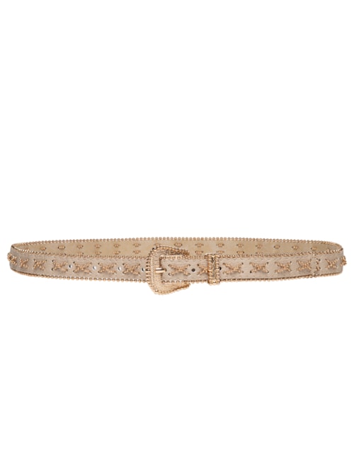 Cinto Feminino Trabalhado Com Tachinhas - Off White