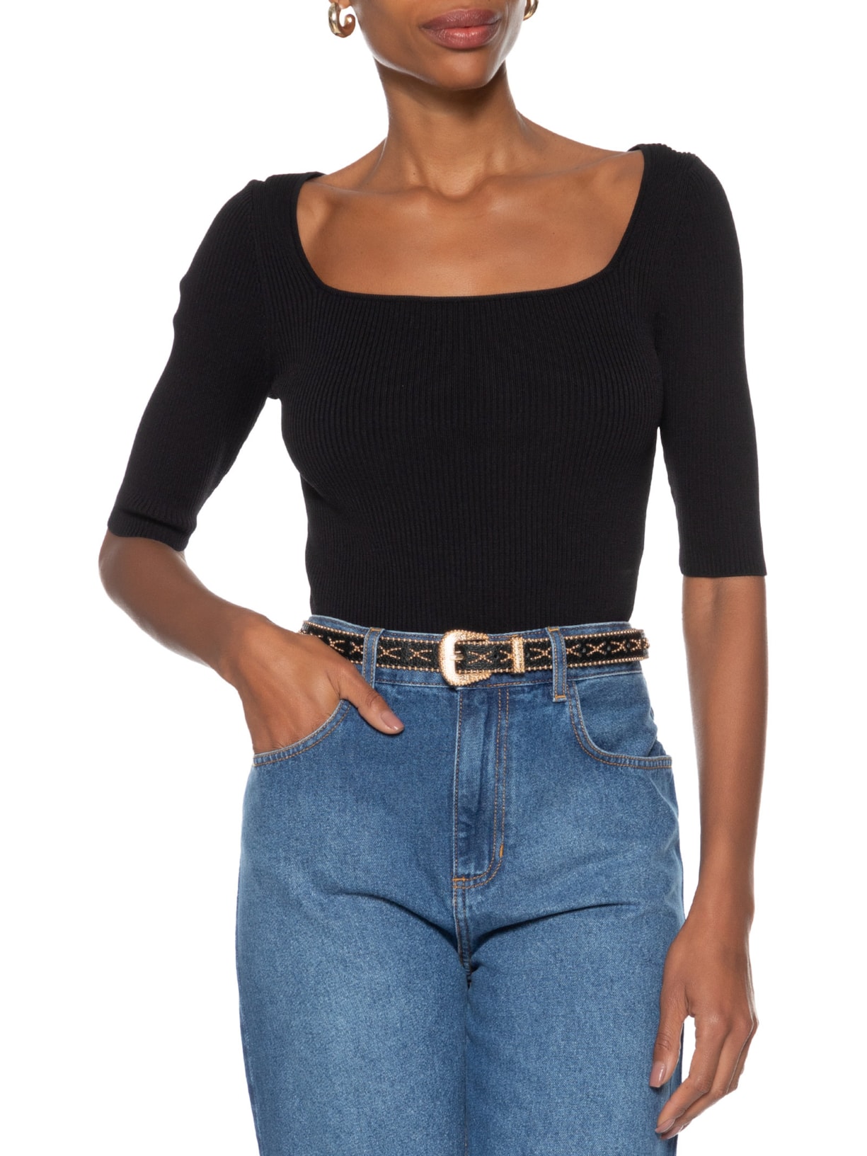 Cinto Feminino Trabalhado Com Tachinhas Preto Market 33