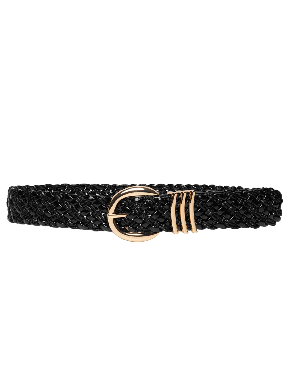 Cinto Feminino Trançado Com Fivela Metálica - Preto