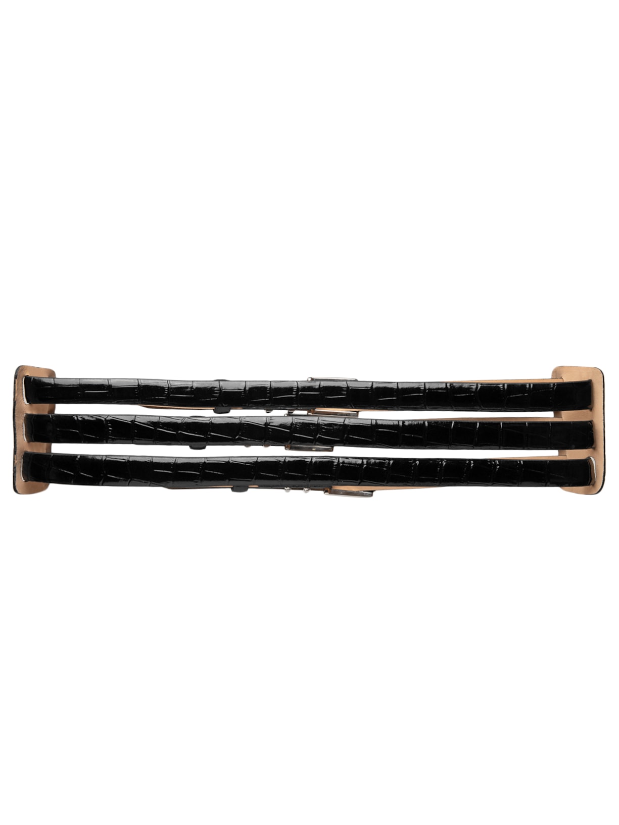 Cinto Feminino Triplo Croco Preto Francesca