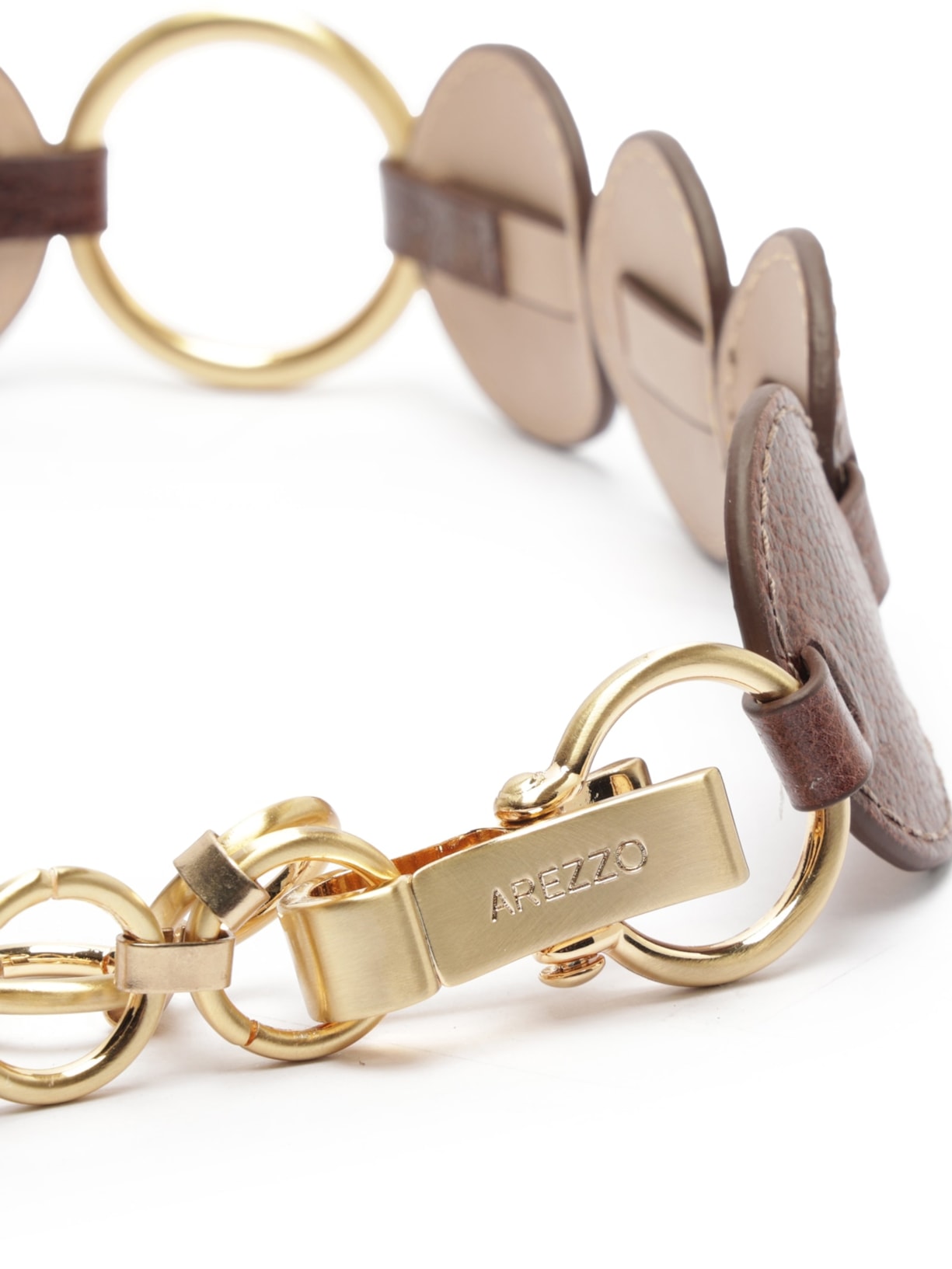 Cinto Marrom Couro Worn Largo Peças Redondas Marrom Arezzo