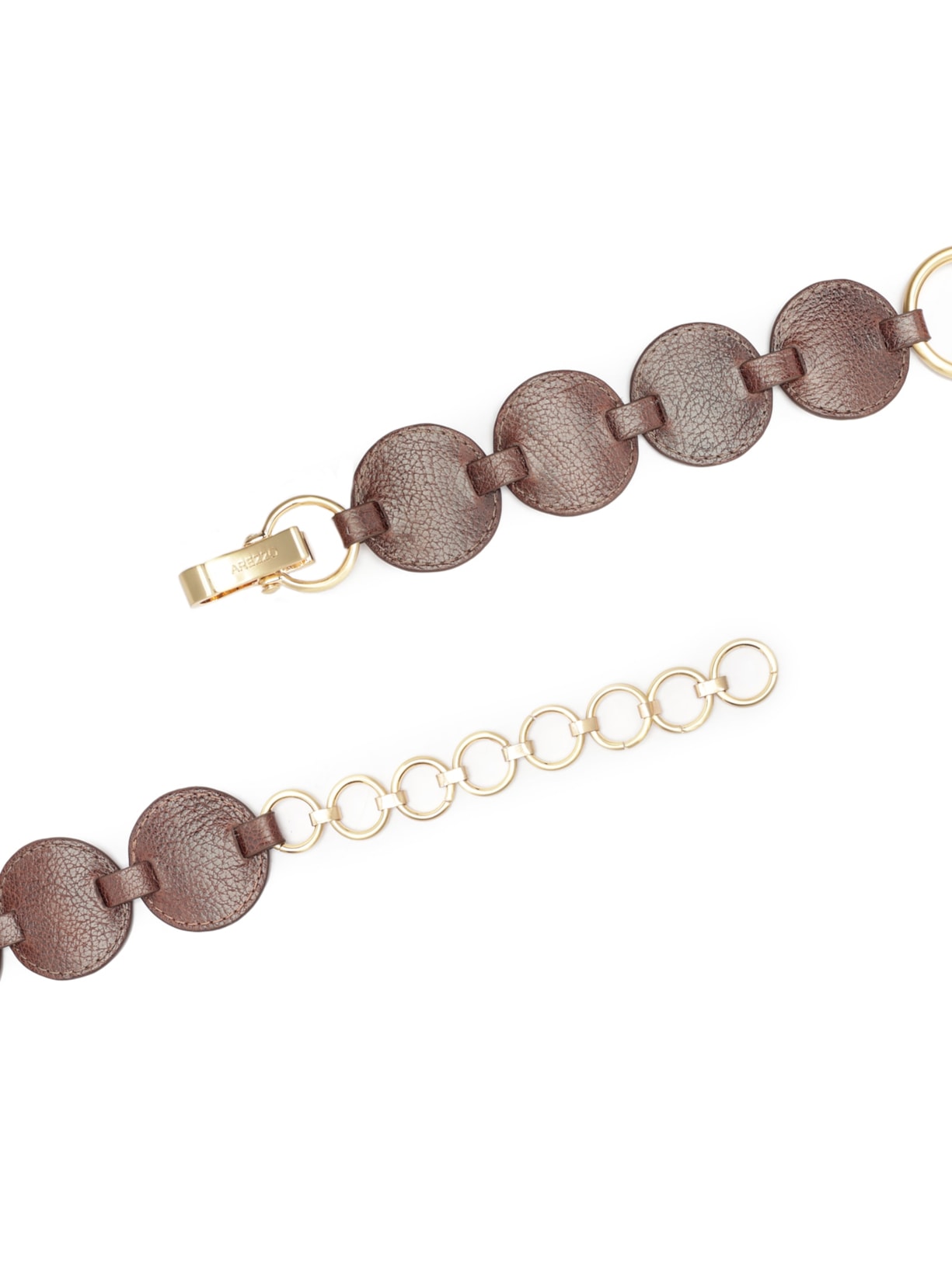 Cinto Marrom Couro Worn Largo Peças Redondas Marrom Arezzo