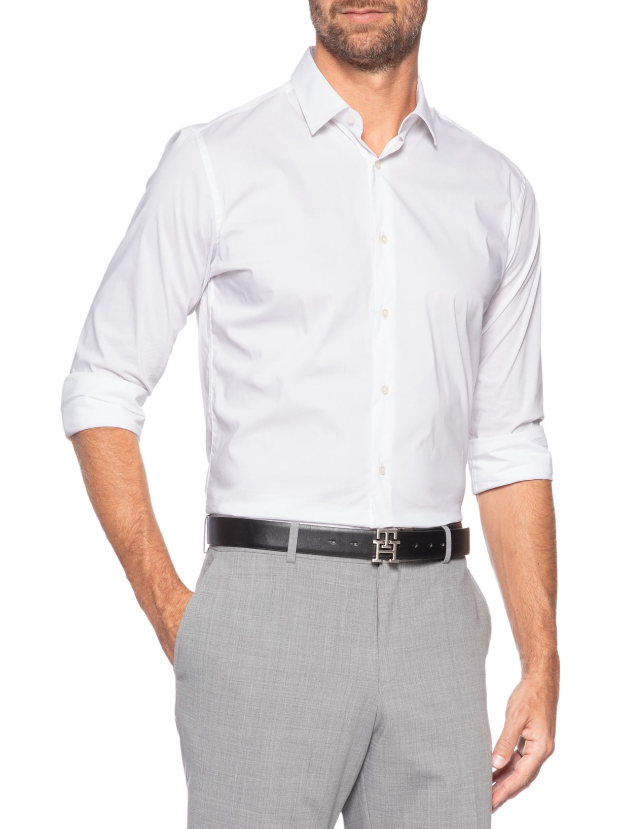Cinto Masculino 4-em-1 Reversível Boxed em Couro Preto Tommy Hilfiger