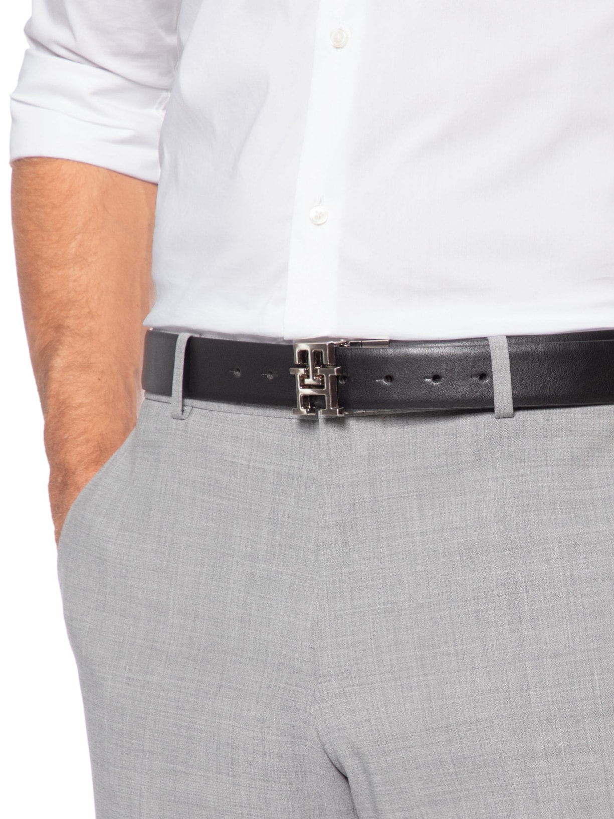 Cinto Masculino 4-em-1 Reversível Boxed em Couro Preto Tommy Hilfiger