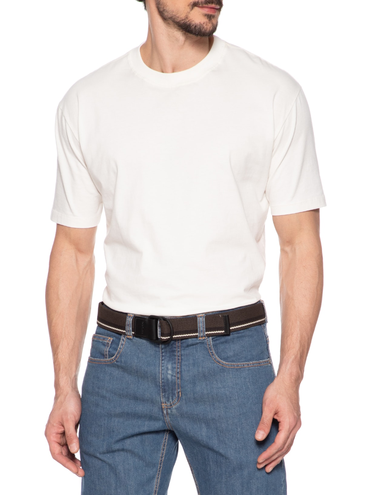 Cinto Masculino Ajustável de Algodão Listras Marrom Osklen