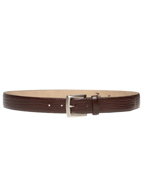Cinto Masculino Casual Croco Em Couro - Marrom