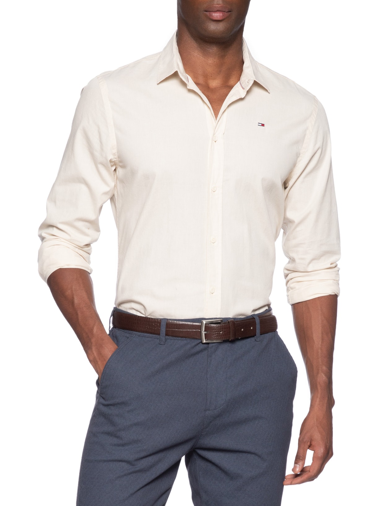 Cinto Masculino Casual Croco Em Couro Marrom '2 Essential