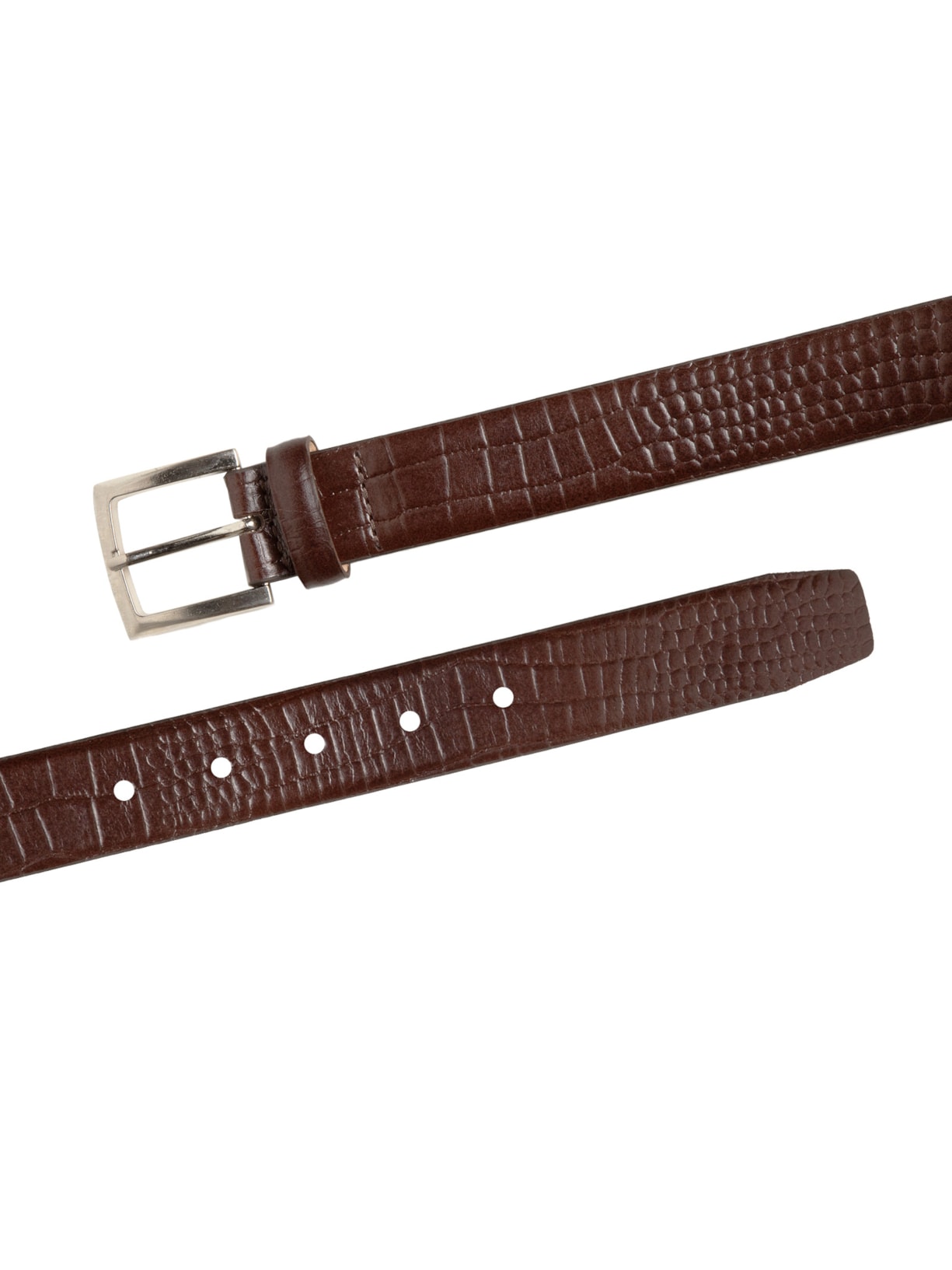 Cinto Masculino Casual Croco Em Couro Marrom '2 Essential