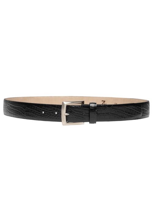Cinto Masculino Casual Croco Em Couro - Preto