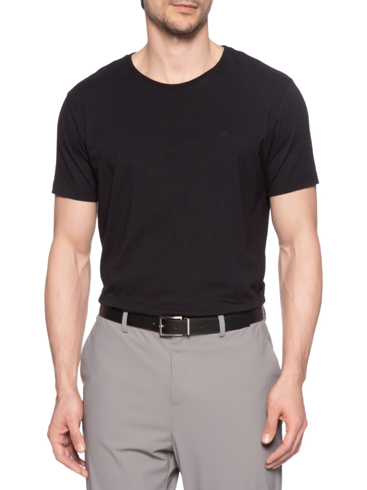 Cinto Masculino Casual Em Couro Legítimo Reversível Preto '2 Essential