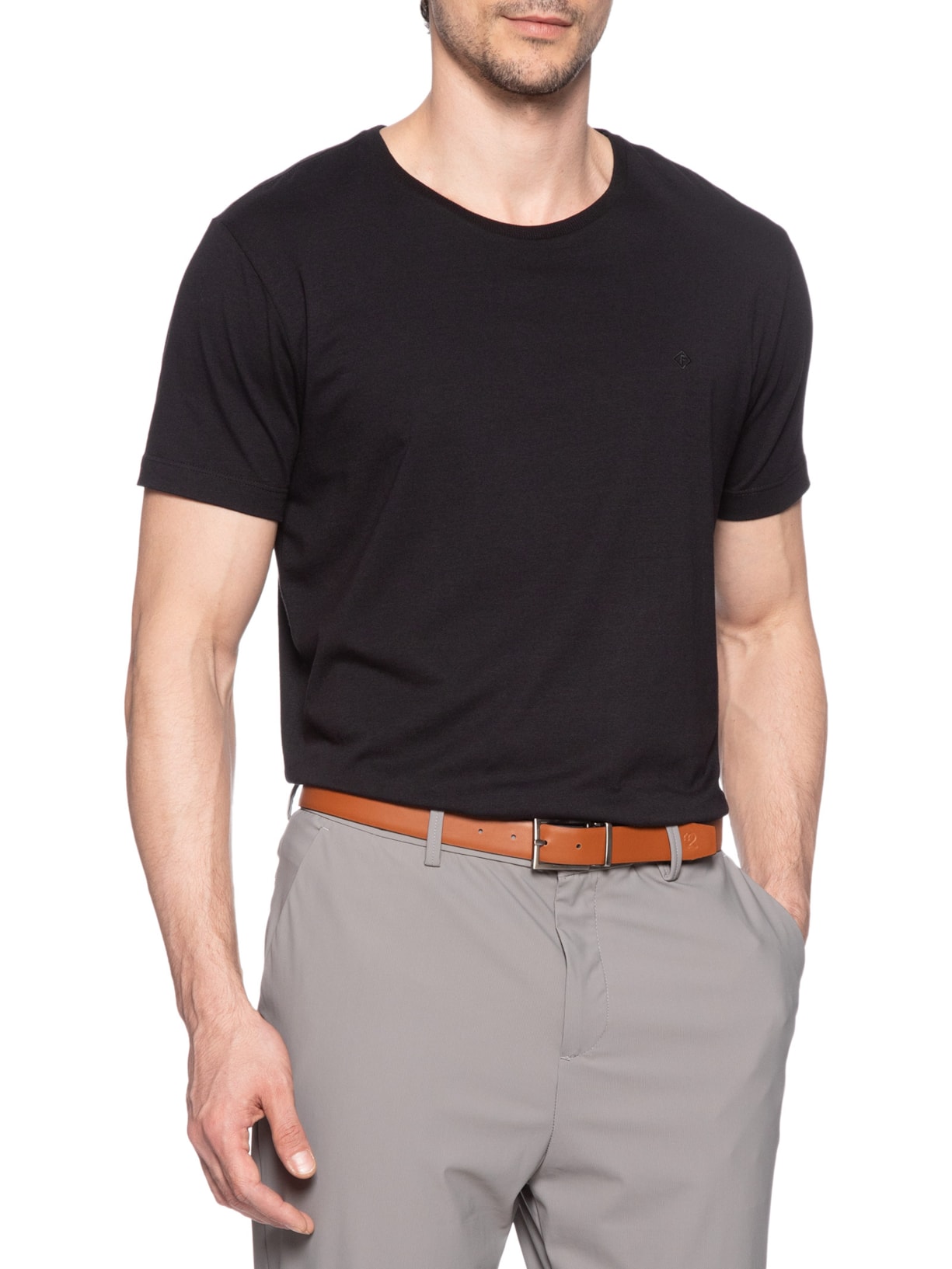 Cinto Masculino Casual Em Couro Legítimo Reversível Preto '2 Essential