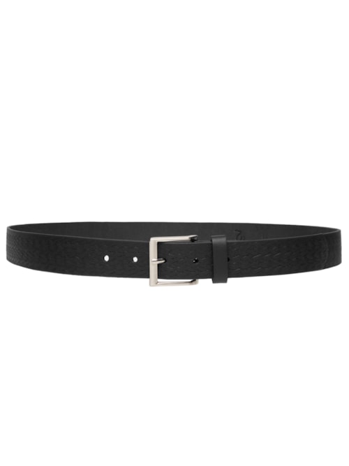 Cinto Masculino Casual Escama Em Couro - Preto