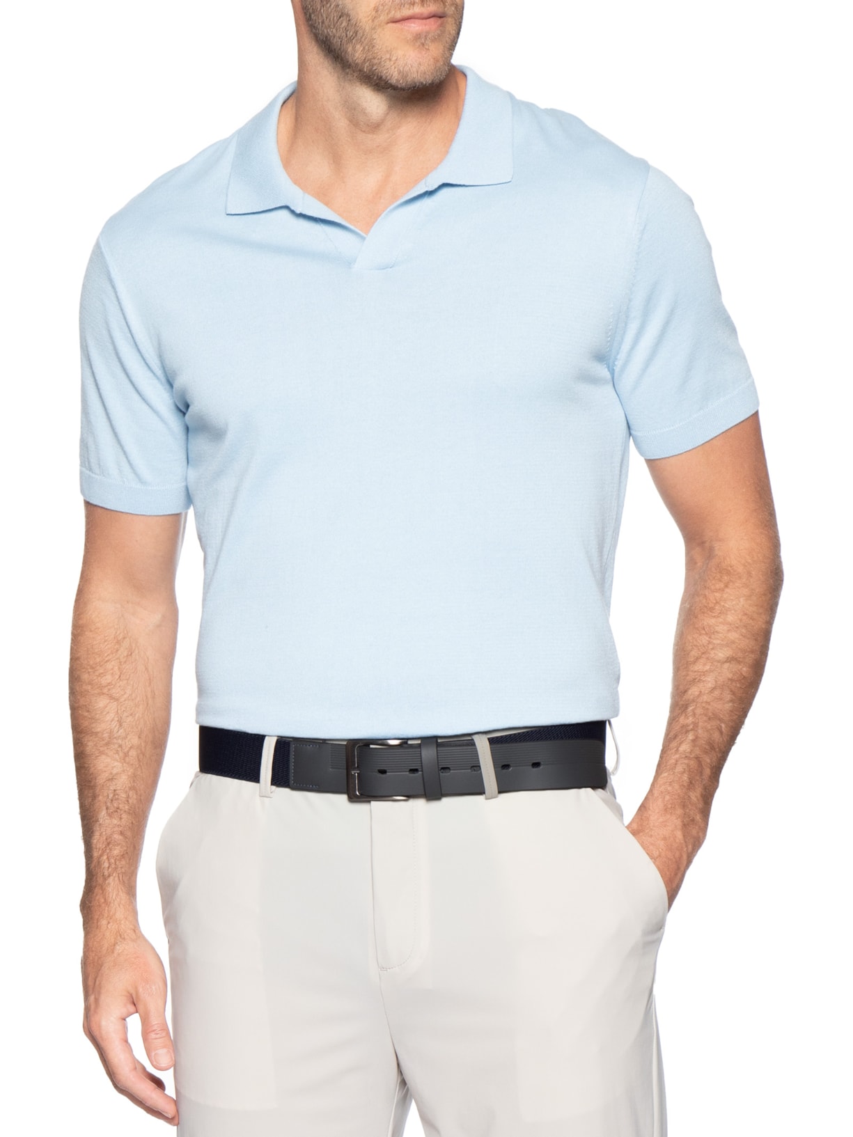 Cinto Masculino Com Textura Em Couro Legítimo Azul '2 Essential