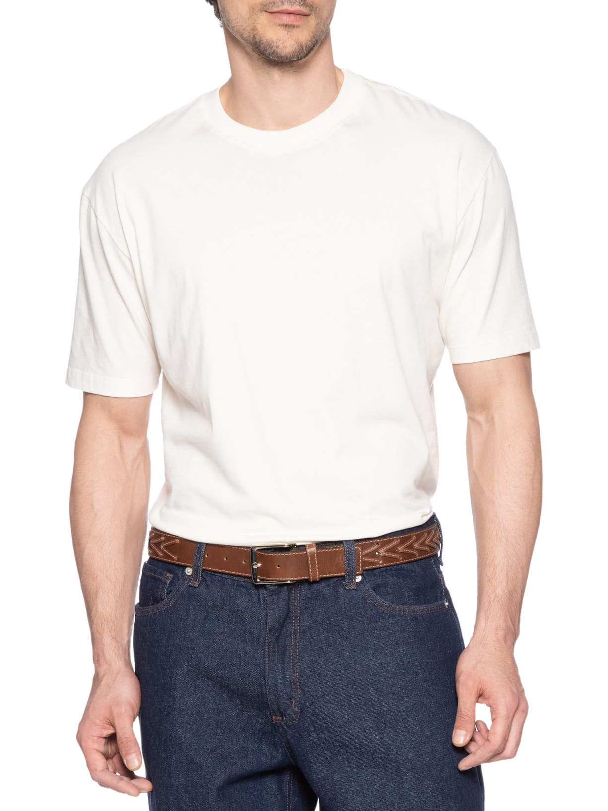 Cinto Masculino Com Trançado Em Couro Legítimo Marrom '2 Essential