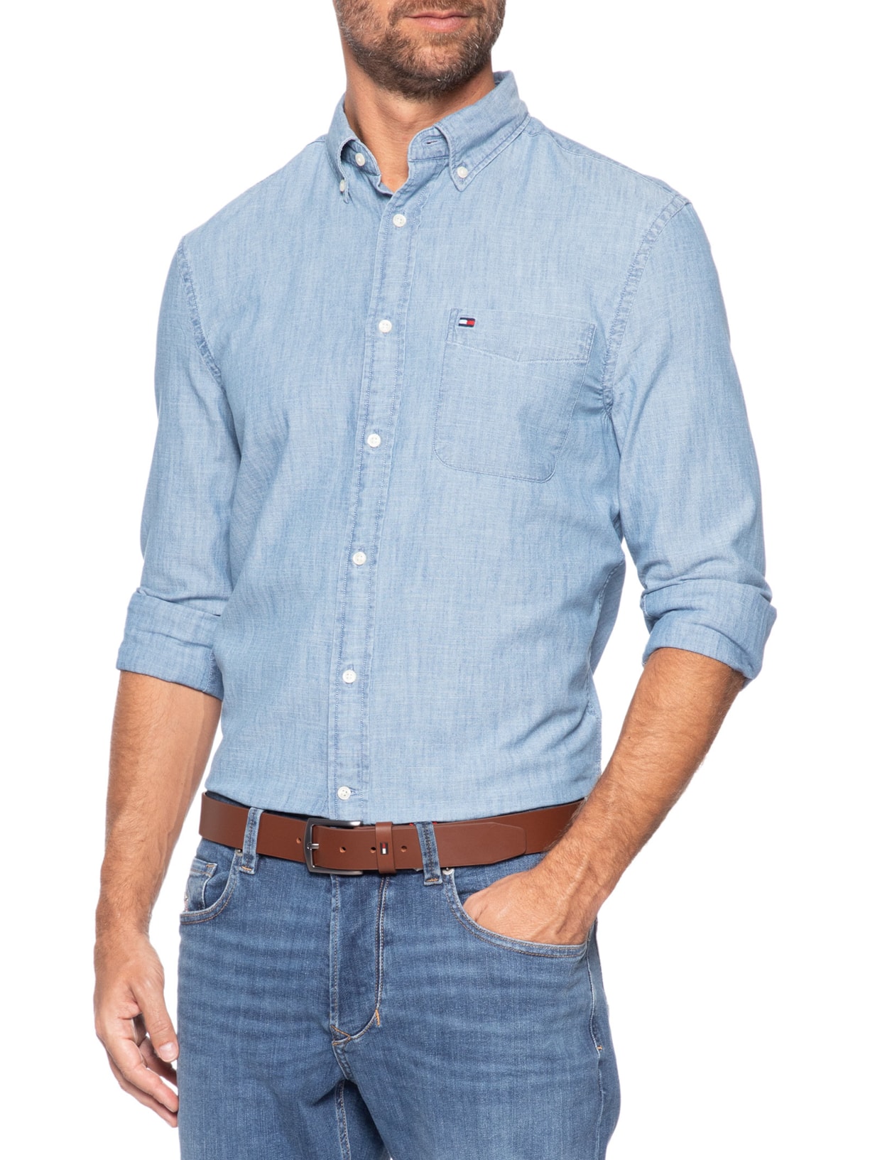Cinto Masculino Denton 3.5 em Couro Marrom Tommy Hilfiger