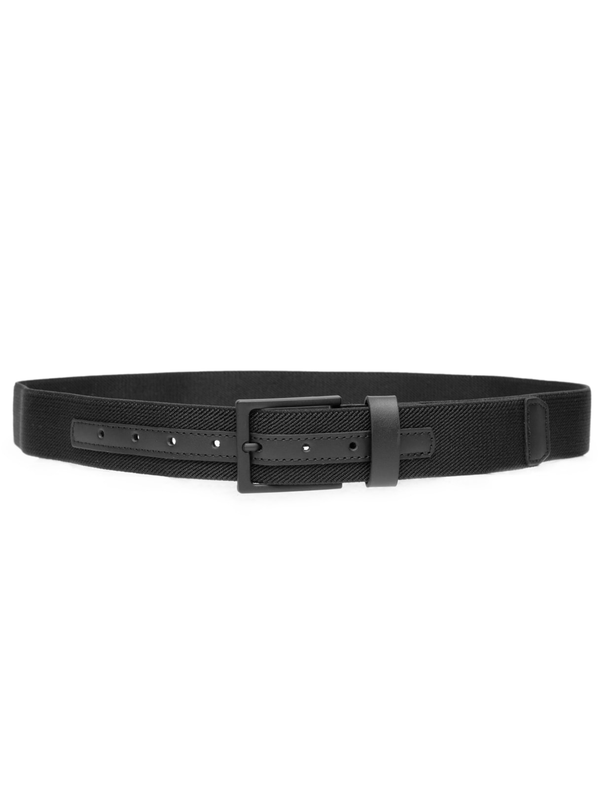Cinto Masculino Elástico Com Detalhe Em Couro - Preto