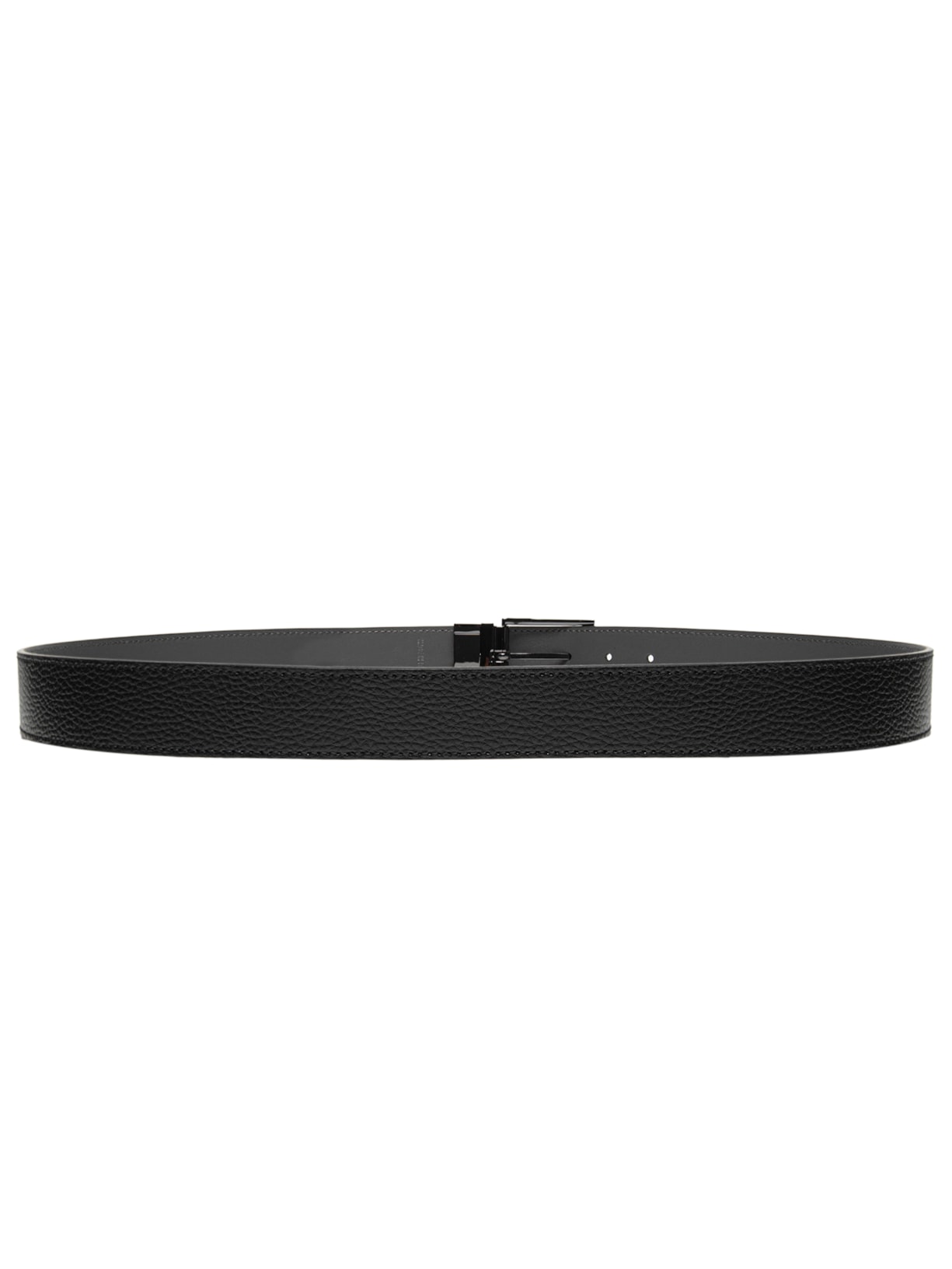 Cinto Masculino Reversível Estampado Em Couro Palmellato Preto Emporio Armani