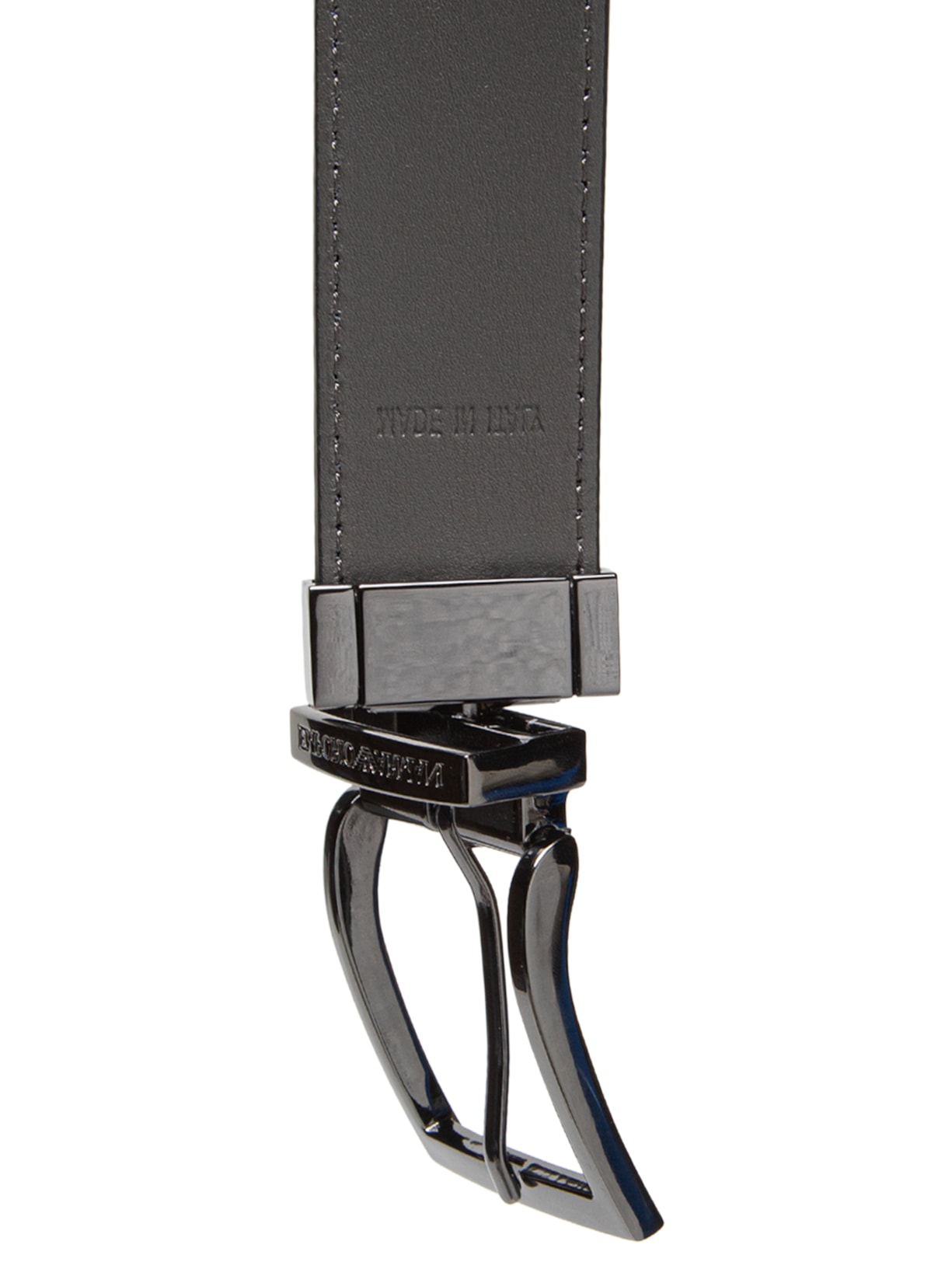 Cinto Masculino Reversível Estampado Em Couro Palmellato Preto Emporio Armani