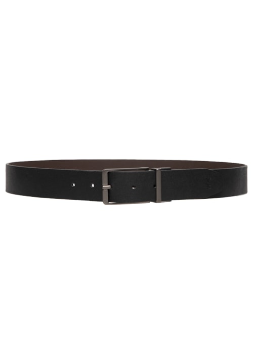Cinto Masculino Social em Couro Dupla Face - Preto