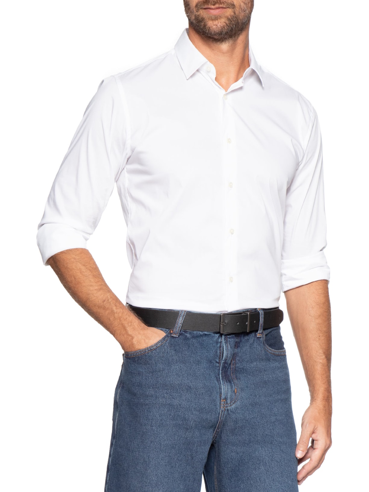 Cinto Masculino Social em Couro Dupla Face Preto Sergio K