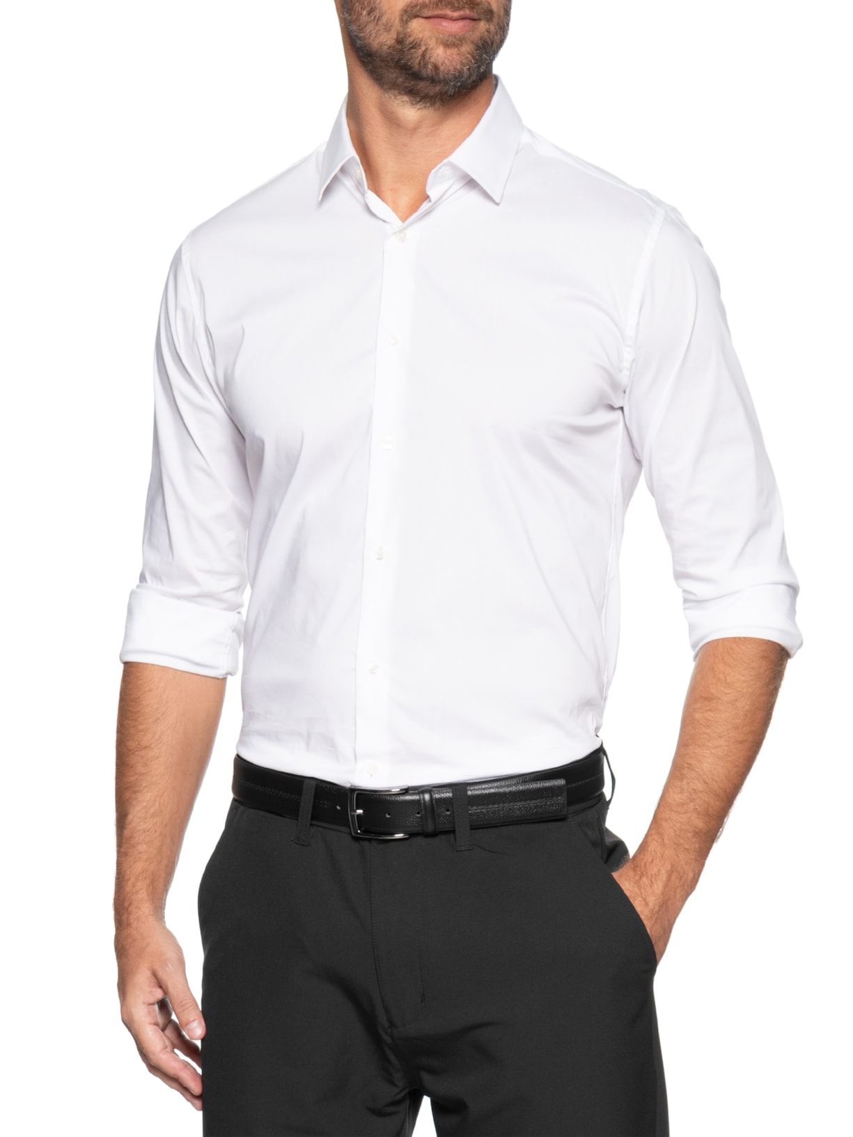 Cinto Masculino Social Pesponto Em Couro Preto '2 Essential