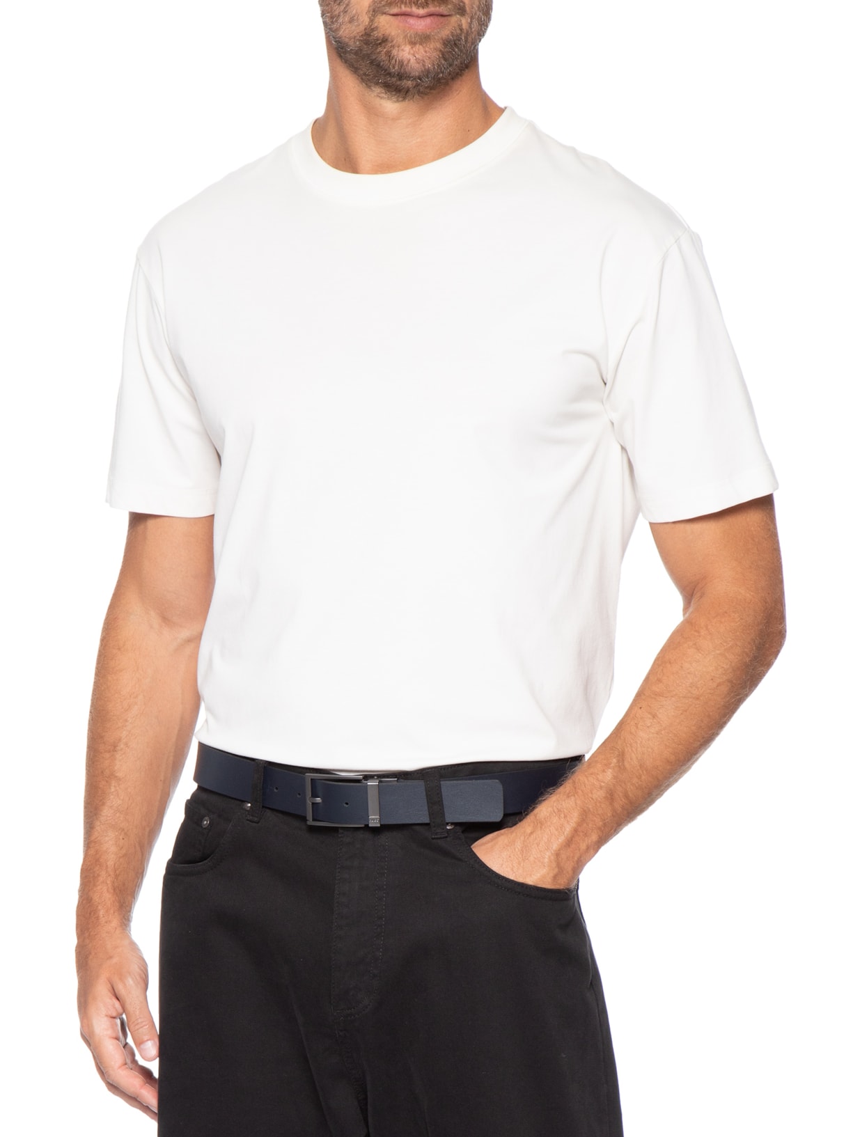 Cinto Médio Masculino Couro Gannon Soft Preto Hugo