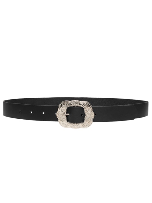 Cinto Soleta Feminino Enfeites Niquel - Preto