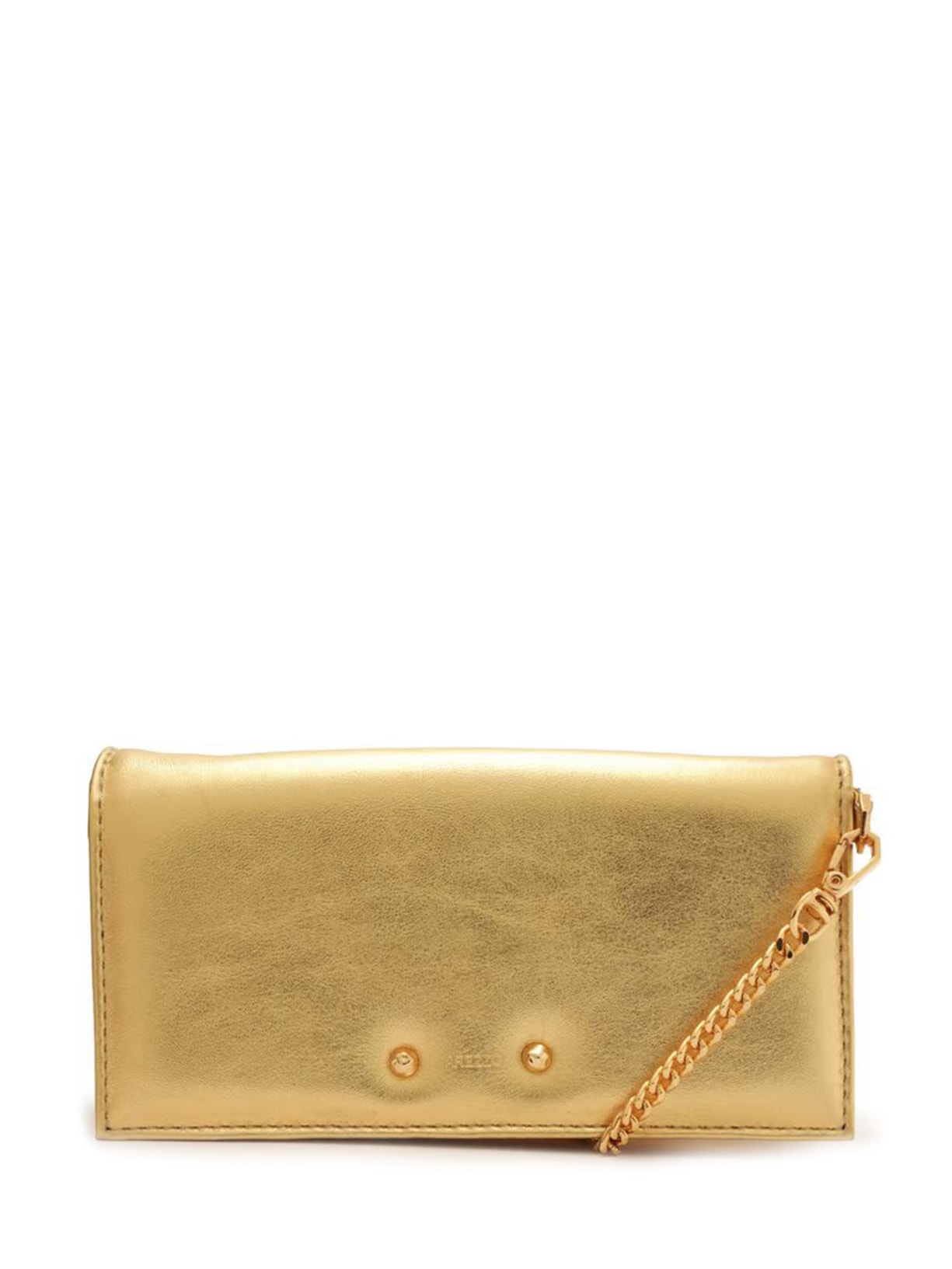 Clutch Couro Pequena Rebites - Dourado