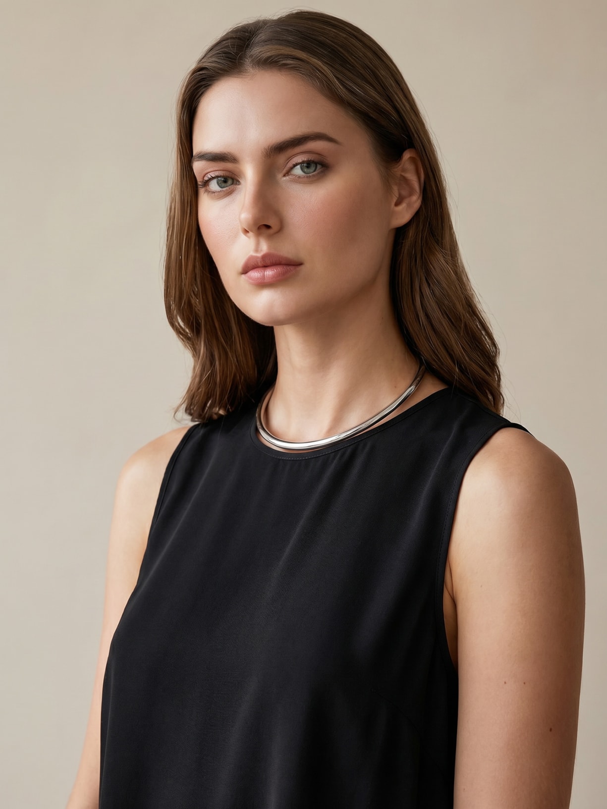 Colar Choker Tubo Metal Prateado Nádia Gimenes