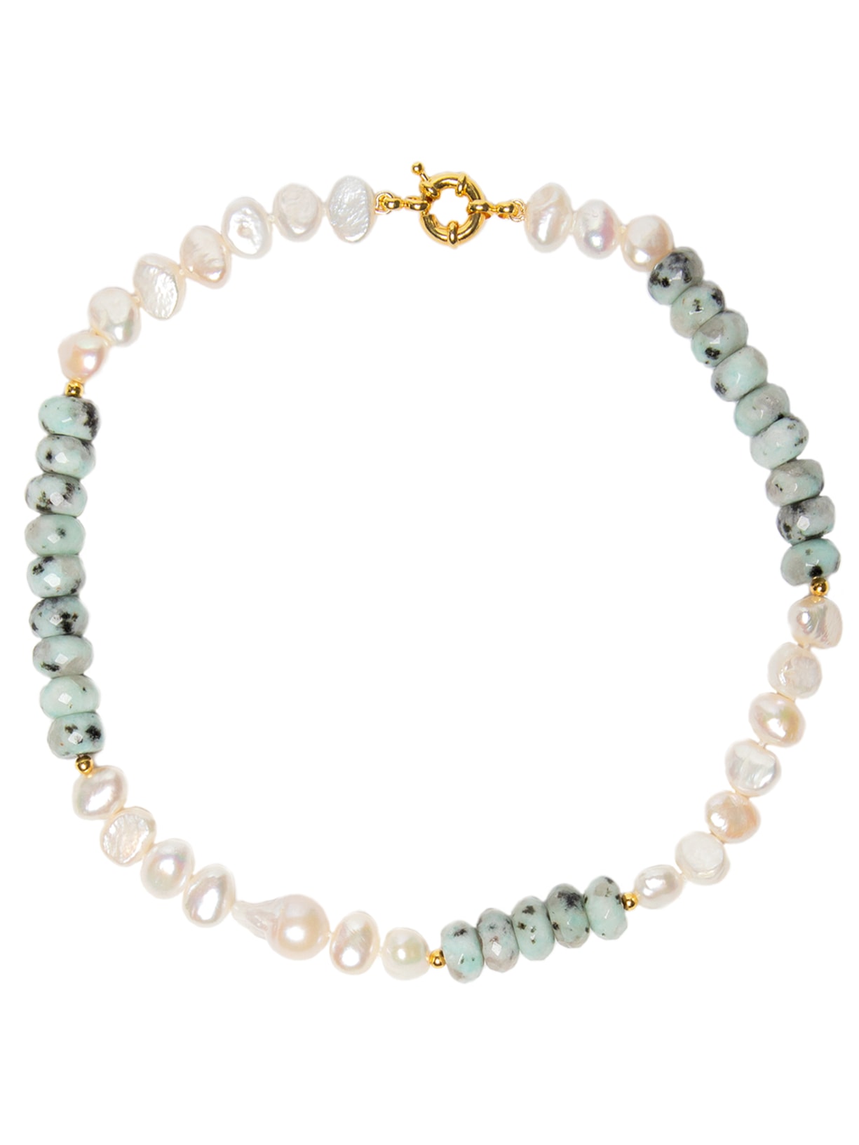 Colar Feminino Amazonita Com Pérolas - Off White