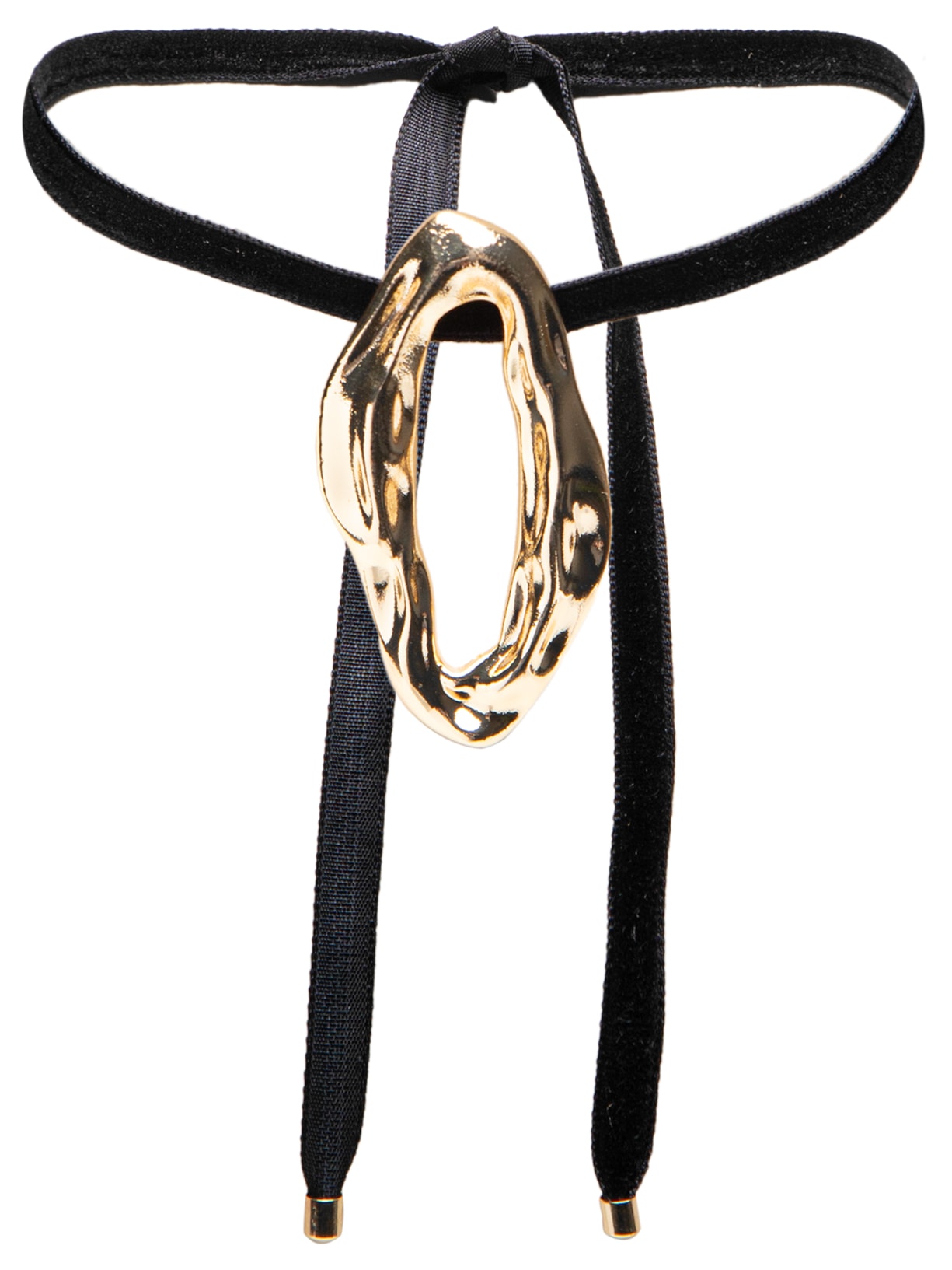 Colar Feminino Chocker Em Faixa Com Pingente Orgânico - Dourado