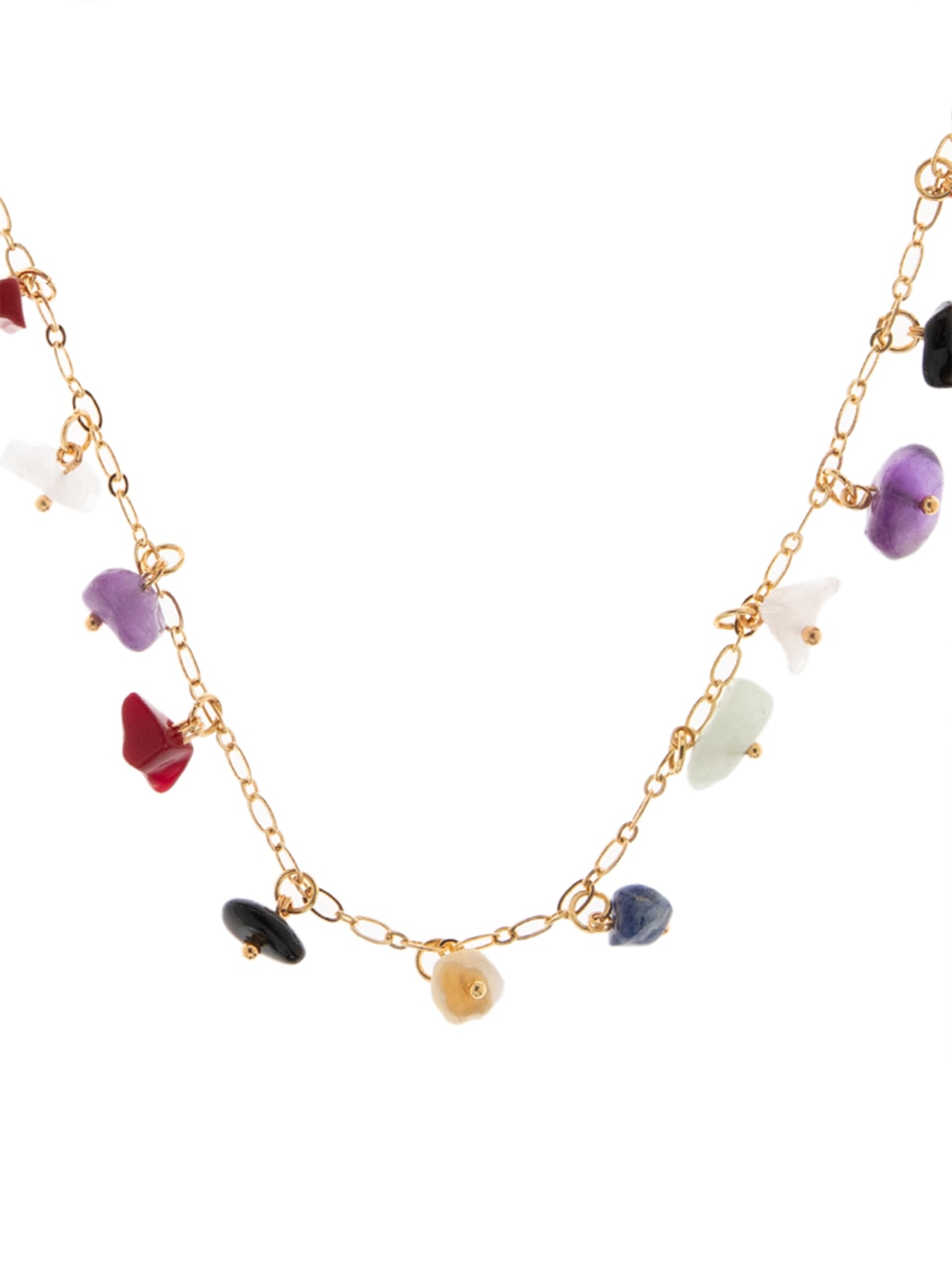 Colar Feminino Com Mix De Pedras Naturais Dourado Basiq