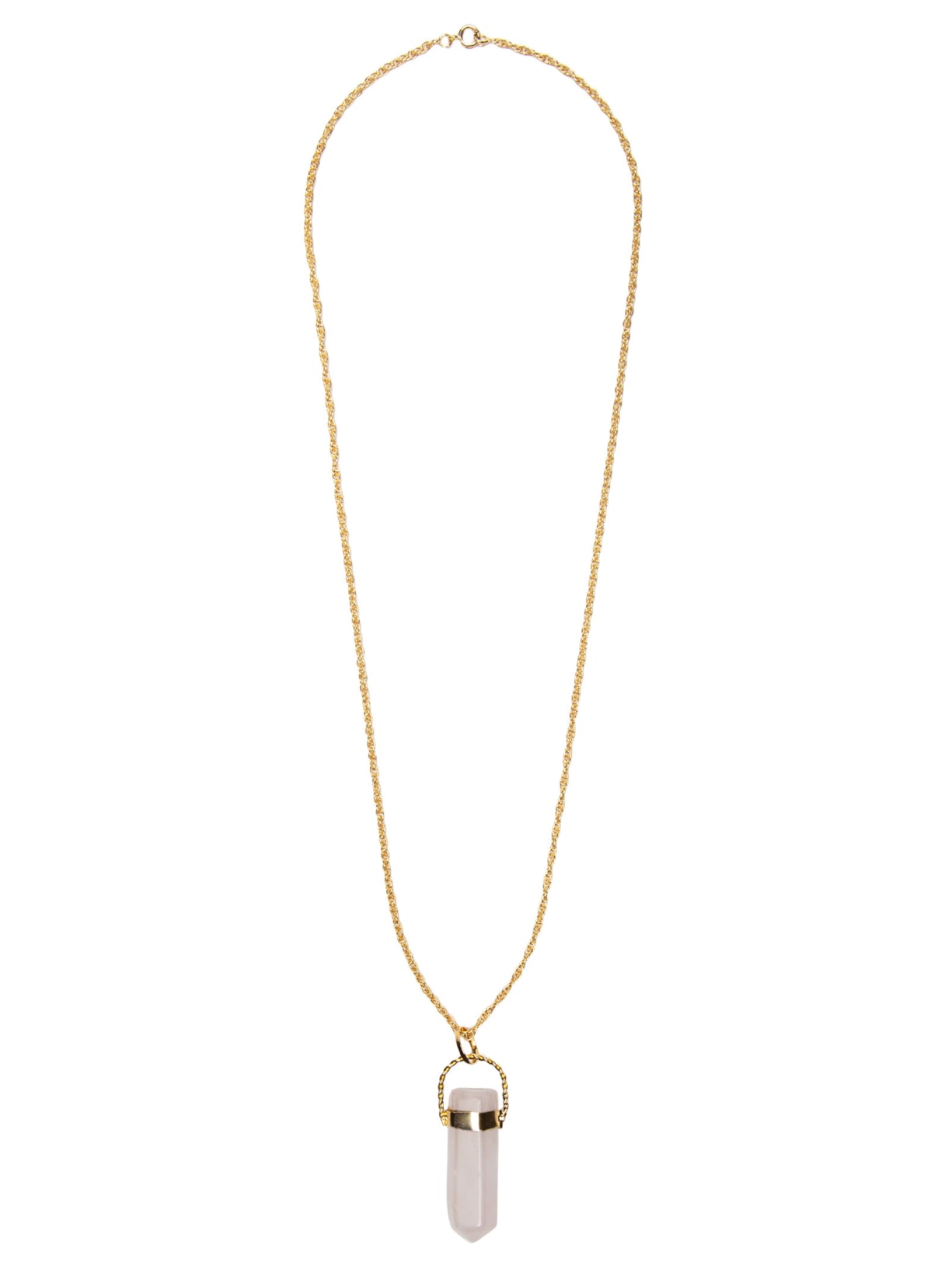 Colar Feminino Com Pedra Natural Quartzo Rosa - Rosa