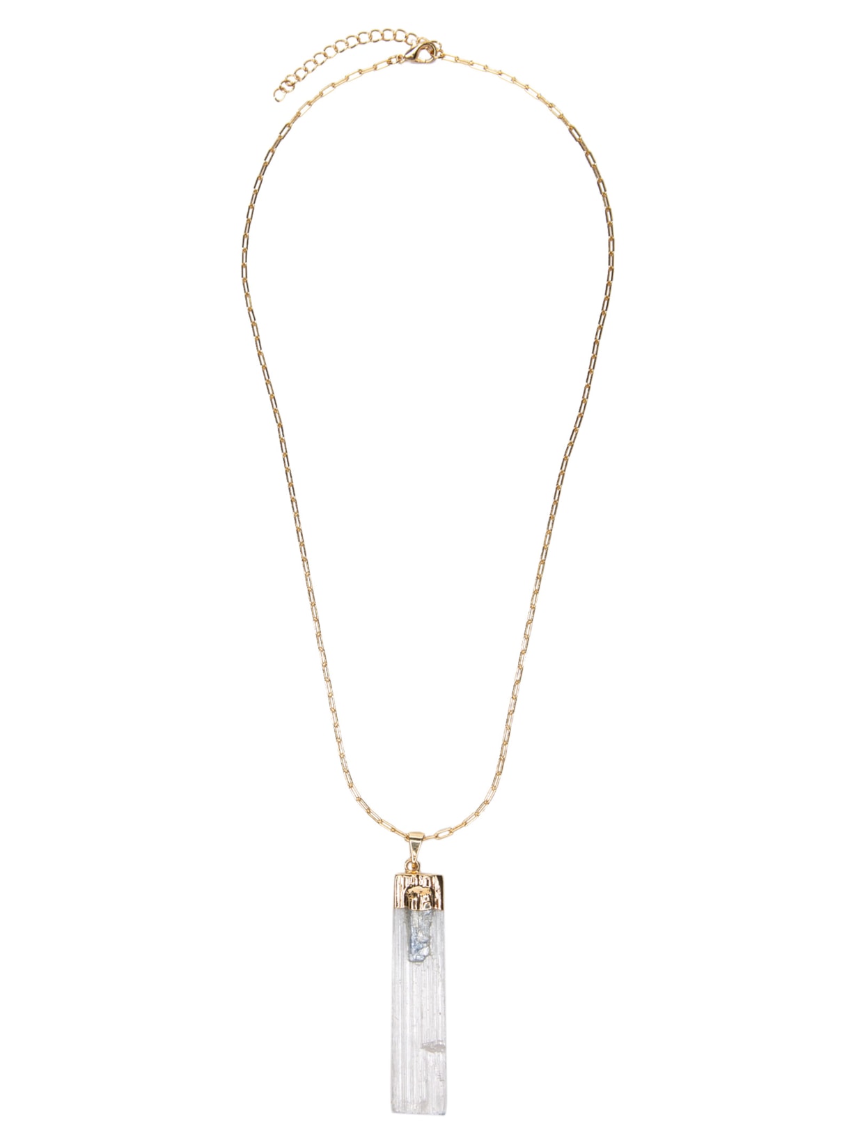 Colar Feminino Com Pedra Natural Selenita E Cianita Azul - Branco