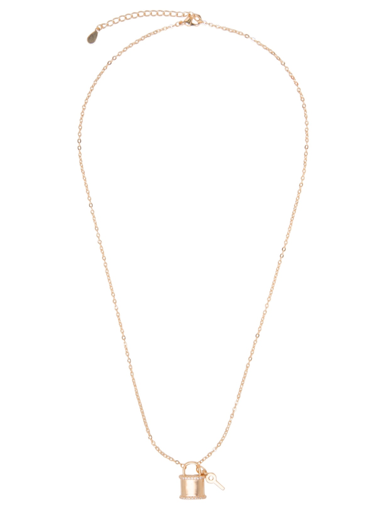 Colar Feminino Com Pingente Cadeado Cravejado - Dourado