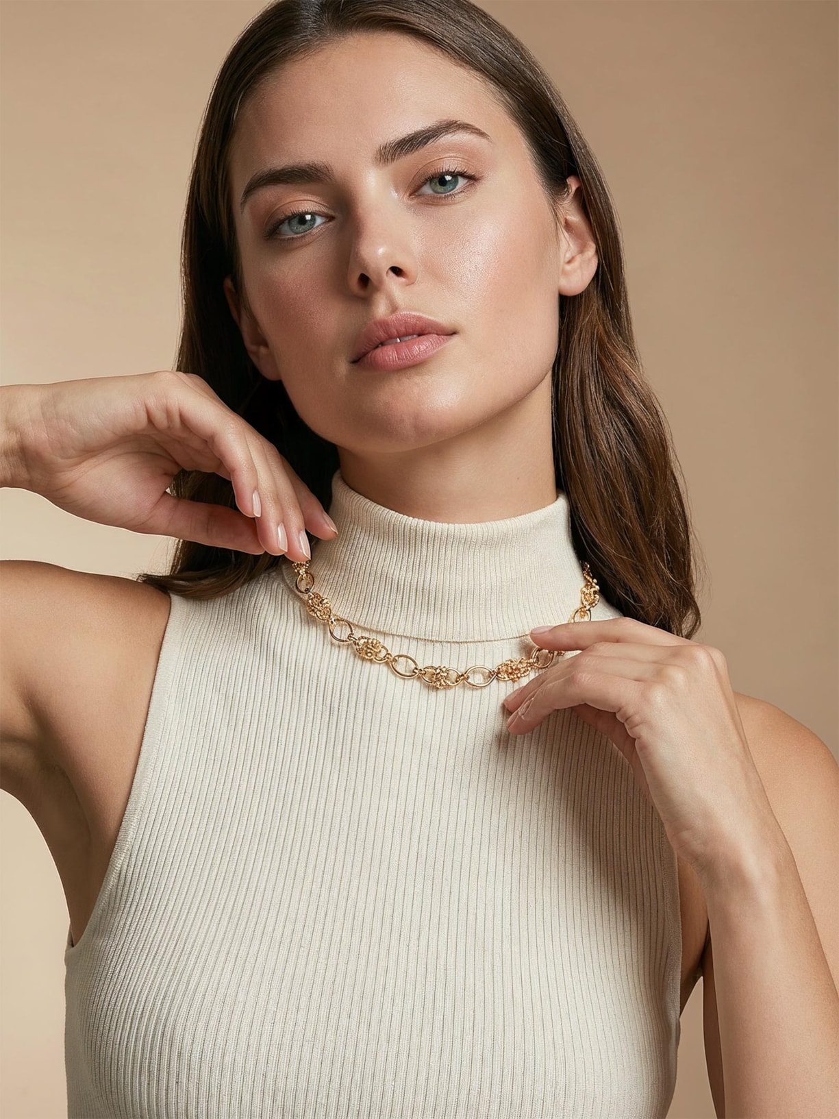 Colar Feminino Corrente Detalhada Dourado Basiq