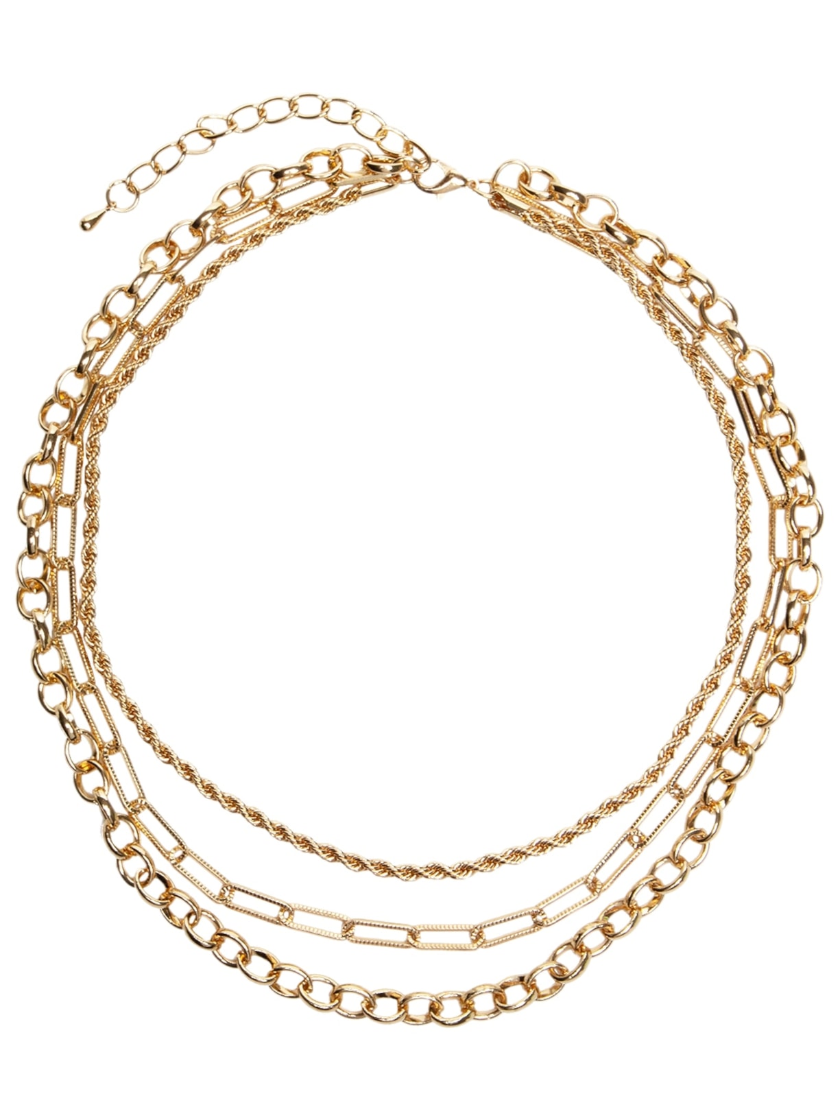 Colar Feminino Correntes Diferentes Elos - Dourado