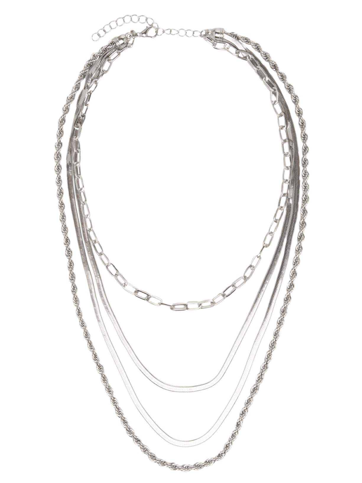 Colar Feminino Correntes Sobrepostas - Prateado