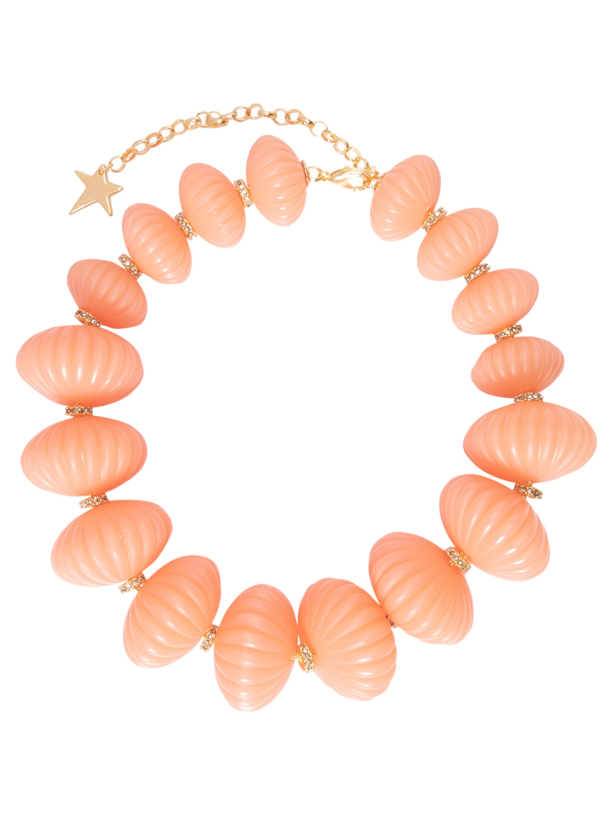 Colar Feminino Curto Multi Lamparina Em Metal - Laranja
