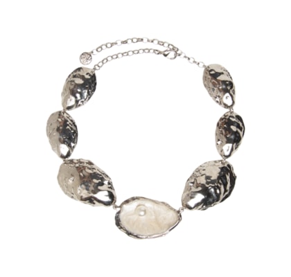 Colar Feminino Curto Multi Ostras - Prateado