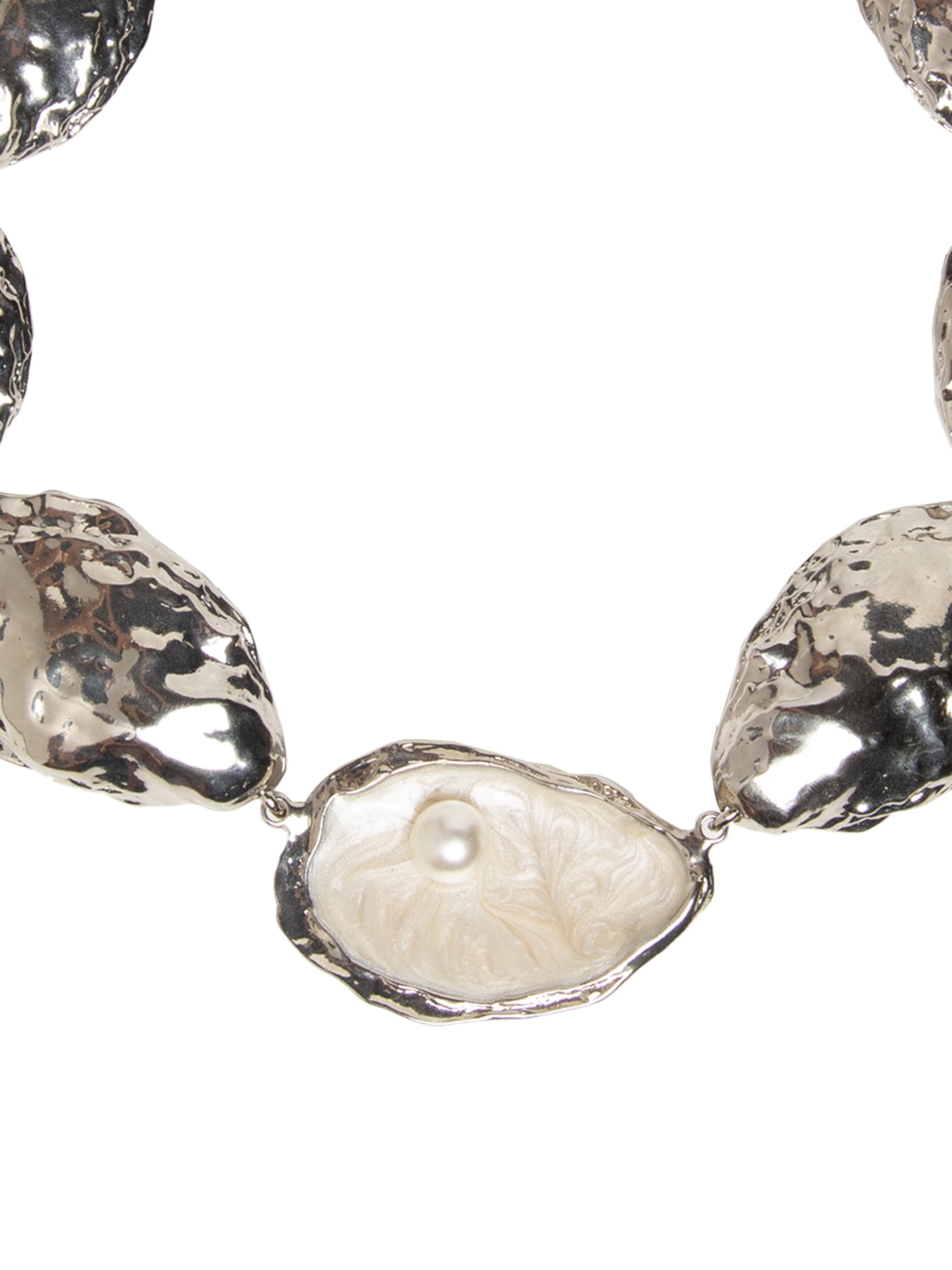 Colar Feminino Curto Multi Ostras Prateado Nádia Gimenes