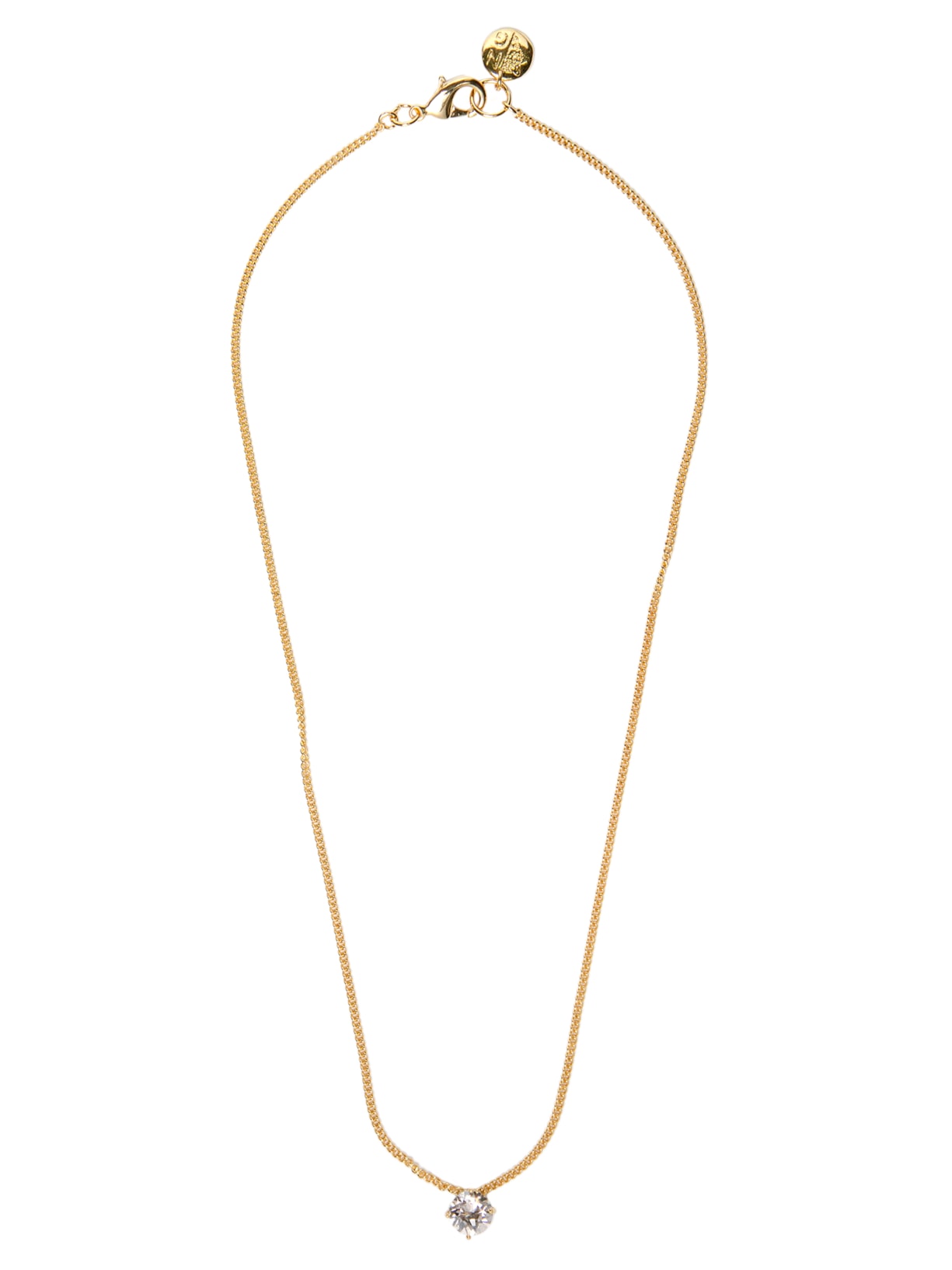 Colar Feminino Curto Ponto De Luz Pedra Branca Dourado Nádia Gimenes