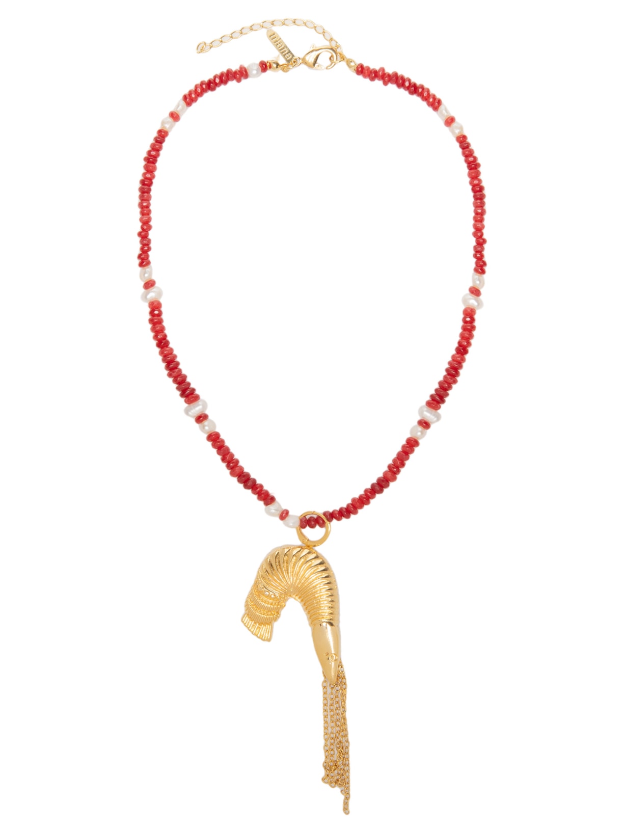 Colar Feminino De Pedras Com Pingente Removível De Camarão - Dourado