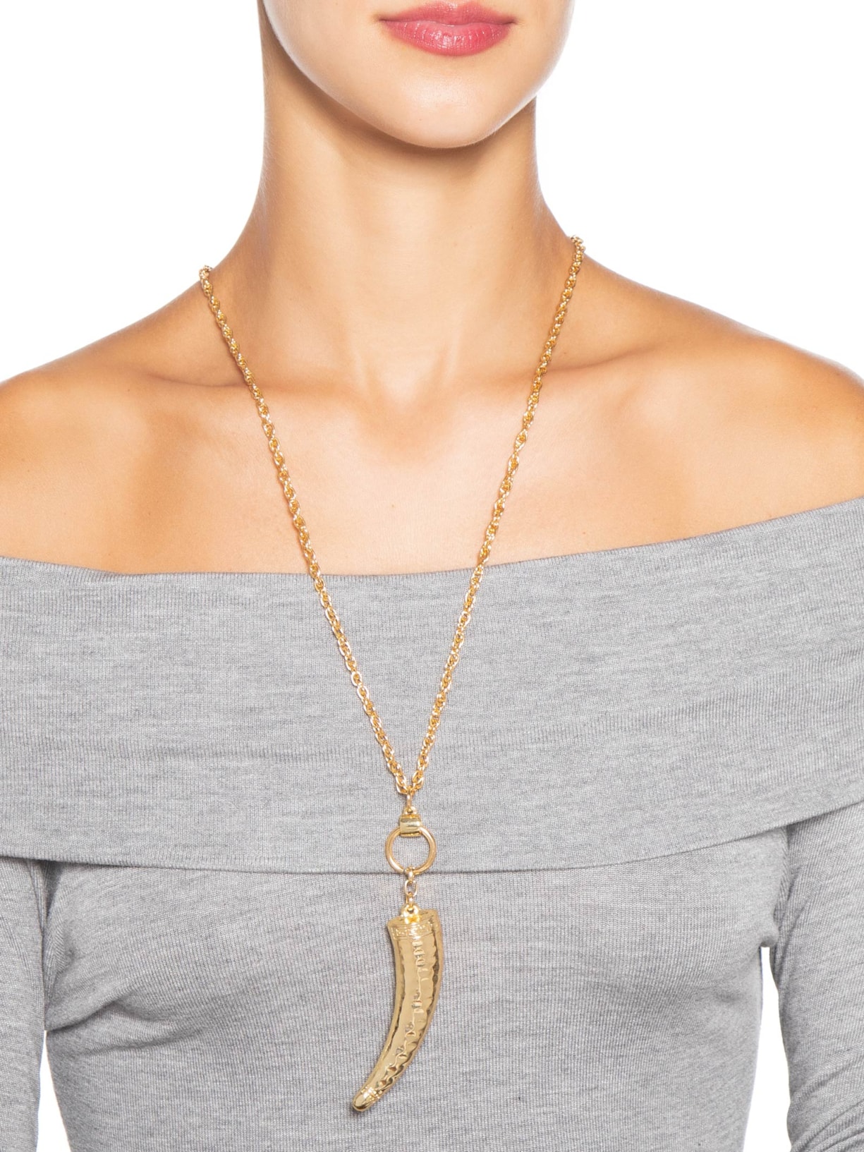 Colar Feminino Dente De Sabre Dourado Market 33