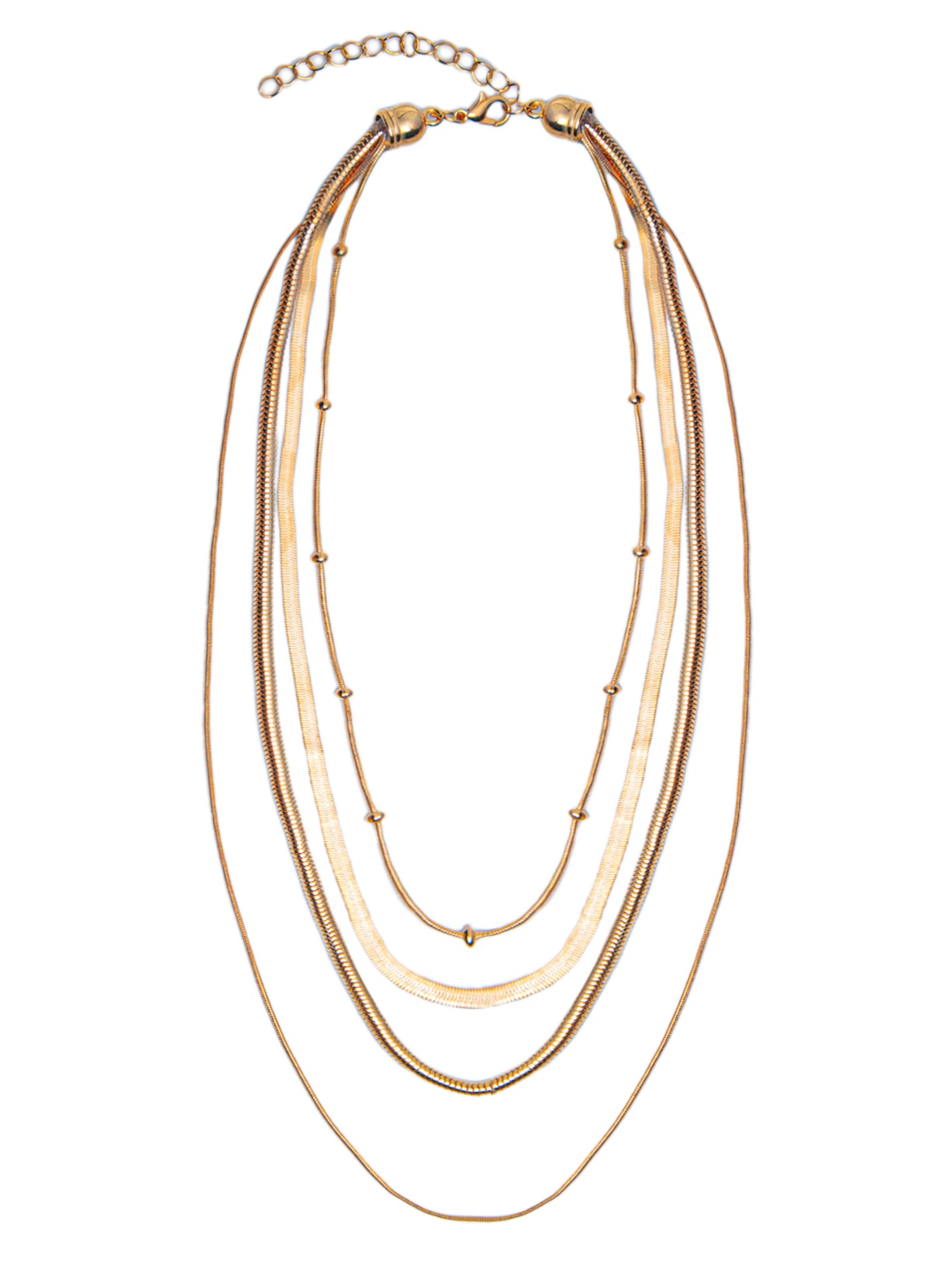 Colar Feminino Dourado Em Camadas De Diferentes Elos - Dourado