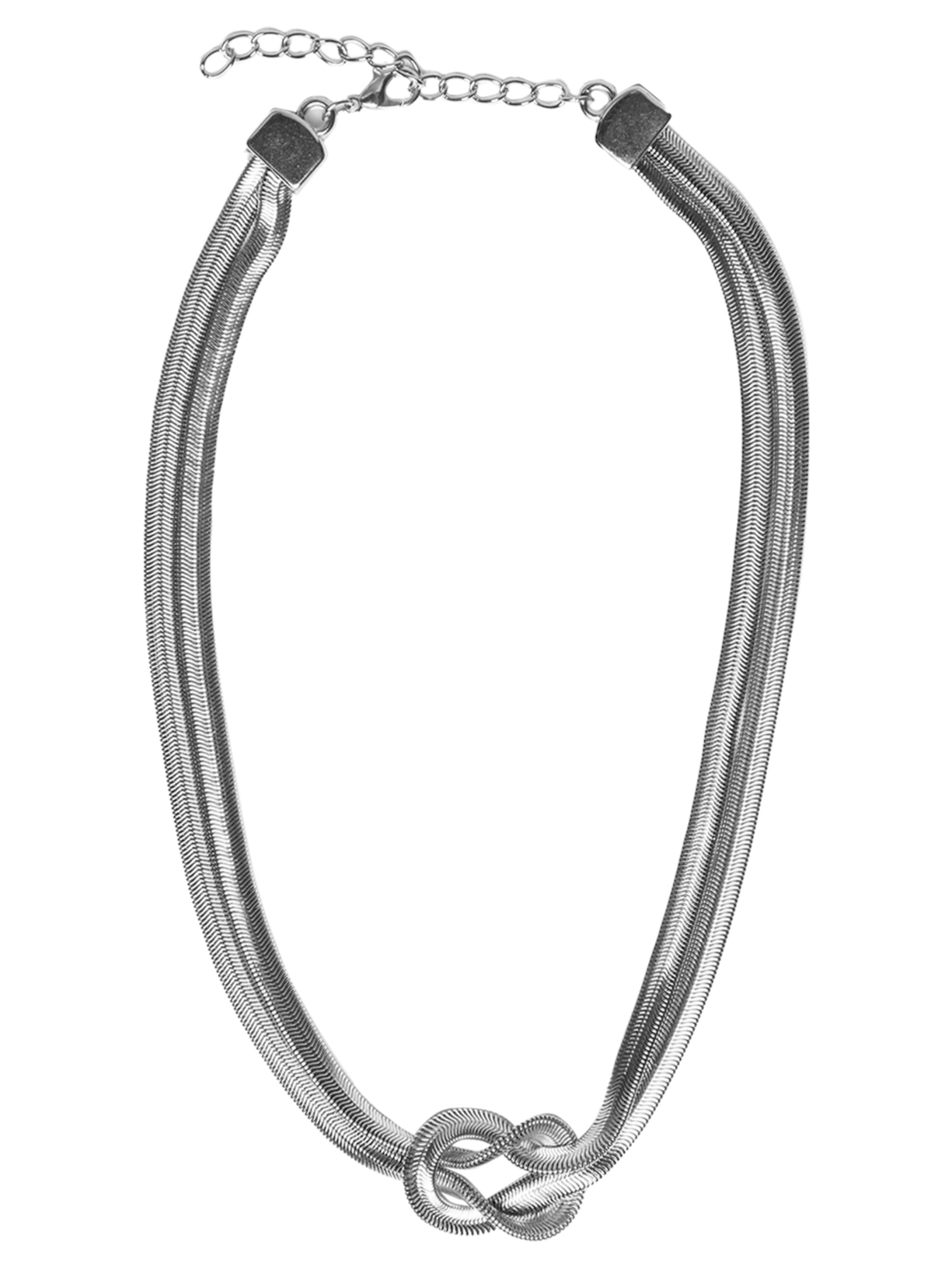Colar Feminino Duplo Com Detalhe Nó - Prata