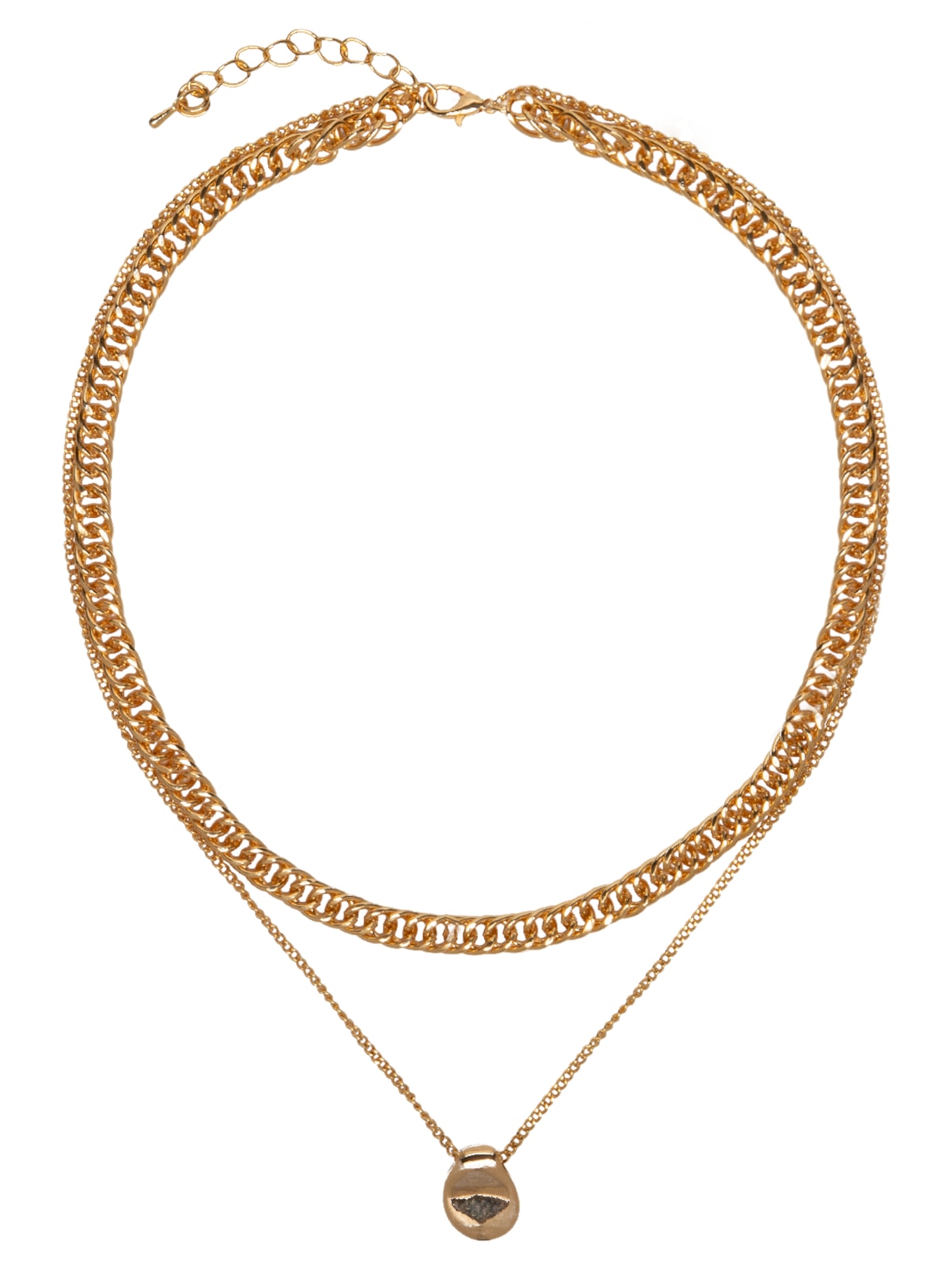 Colar Feminino Duplo Com Pingente - Dourado